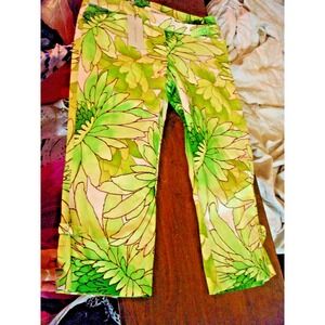 Rene Lezard 38 Germany made shades of green flower capris MSRP $390.